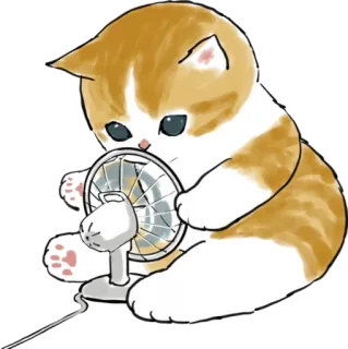 💨 cat, kitten, fan, cute, animal telegram sticker
