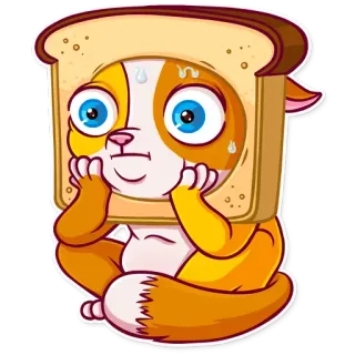 😳 chat, toast, animal, nourriture, mignon, dessin animé telegram sticker