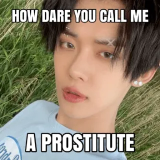 🤬 HOW DARE YOU CALL ME A PROSTITUTE insult, meme, kpop, provocative telegram sticker
