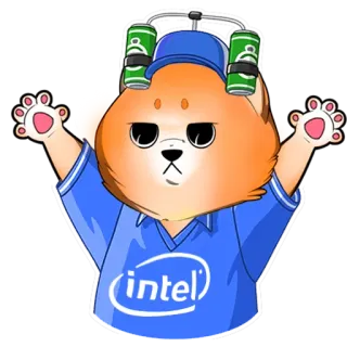 💻 intel собака, intel, технологии, компьютер, процессор, талисман, мультфильм telegram sticker