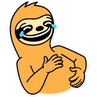 😂 ленивец, эмодзи, смех, плач, смешной, мультфильм, счастливый whatsapp sticker