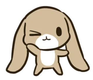 😉 coelho, fofo, animal, desenho animado, coelhinho, acenando, amigável, kawaii whatsapp sticker