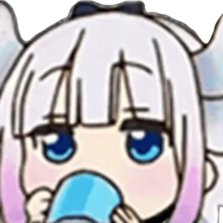 ☕️ Kanna Kamui Miss Kobayashi's Dragon Maid kanna, anime, cute, drinking, dragon maid telegram sticker