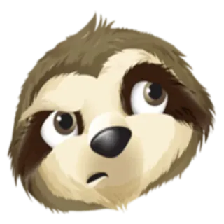 😒 bicho-preguiça, animal, fofo, engraçado, desenho animado, rosto, lento, preguiçoso whatsapp sticker