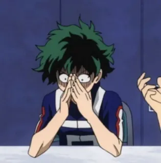🙊 Izuku Midoriya My Hero Academia Anime, Choqué, Nerveux, Inquiet, Izuku Midoriya, My Hero Academia, Fanart, Autocollant telegram sticker