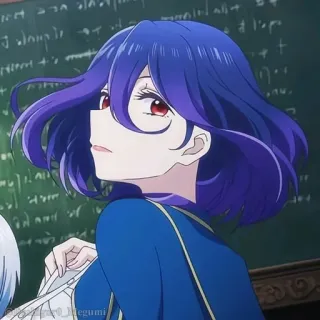 🖤 Anime, Frau, blaue Haare, rote Augen, Illustration telegram sticker