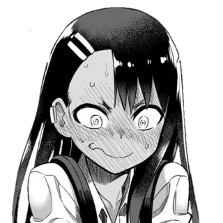 😓 Nagatoro Don't Toy with Me, Miss Nagatoro anime, manga, nagatoro, expression, character, black and white telegram sticker