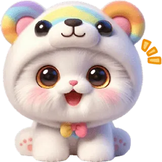 😃 słodkie, zwierzę, niedźwiedź, kreskówka, naklejka, kawaii, tęcza whatsapp sticker