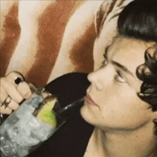 🎵 Harry Styles singer, celebrity, drinking, person, pop star telegram sticker