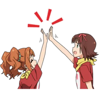👏 Anime, Toca aqui, Desenho animado, Garotas, Amizade, Ilustração whatsapp sticker