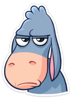 😒 ロバ, 漫画, 動物, ステッカー, 哺乳類 telegram sticker