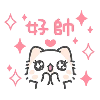 ✳️ 好帥 кот, милый, каваий, блеск, китайский, текст whatsapp sticker