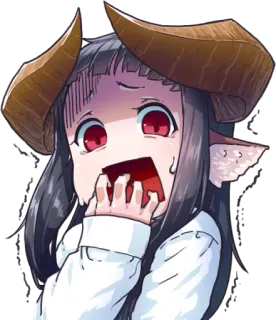 😱 アニメ, 女の子, 角, 怖い, 悪魔, モンスター娘 telegram sticker