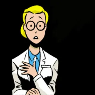 📎 Frau, Cartoon, besorgt, blond, Wissenschaftlerin telegram sticker