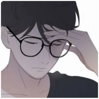 😒 mężczyzna, okulary, portret, anime, osoba telegram sticker