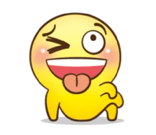 😜 Emoji, Kreskówka, Naklejka, Uśmiech, Śmieszne, Szczęśliwy whatsapp sticker