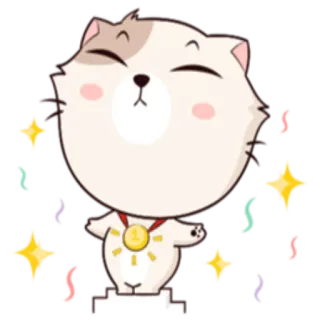 🏅 chat, fête, gagnant, médaille, mignon, dessin animé, amusant, chaton telegram sticker