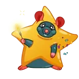 🤩 หนู, ดาว, น่ารัก, สัตว์, การ์ตูน, สีเหลือง telegram sticker