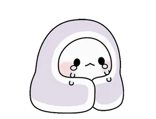 ❤️ dễ thương, buồn, khóc, kawaii, chăn, nhân vật whatsapp sticker