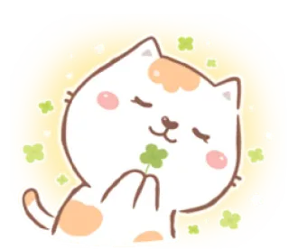 😌 gatto, trifoglio, carino, animale, adesivo, illustrazione telegram sticker