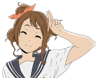 ✌️ Anime, Personnage, Fille, Uniforme scolaire, Sourire, Mignon telegram sticker