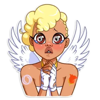 🥺 ángel, llorando, triste, alas, dibujos animados whatsapp sticker