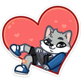 ❤️ Desenho animado, Animal, Lobo, Coração, Fofo whatsapp sticker
