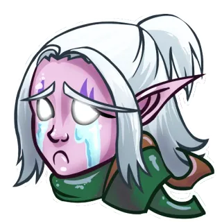 😢 elfe, pleurer, triste, fantaisie, autocollant, personnage, dessin animé whatsapp sticker