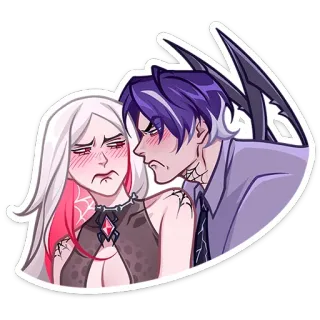 😒 мультфильм, пара, аниме, стикер telegram sticker