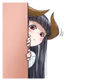 🏊 Anime Mädchen, Dämonenmädchen, Verstecken, Süß, Hörner, Anime telegram sticker
