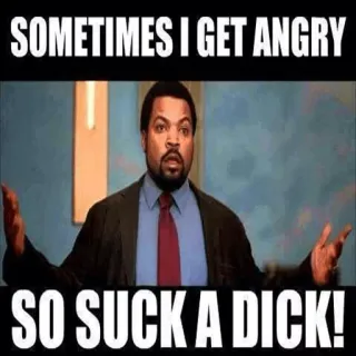 😤 Ice Cube SOMETIMES I GET ANGRY SO SUCK A DICK! Meme, Ofensif, Marah, Umpatan, Sindiran telegram sticker