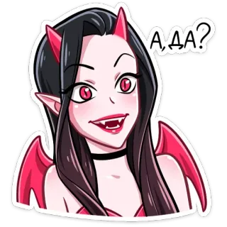 😦 А ДА? quỷ, ác quỷ, cô gái, sừng, cánh, ma cà rồng whatsapp sticker