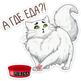 🍜 А ГДЕ ЕДА?! แมว, อาหาร, รัสเซีย, สติกเกอร์, พิวริน่า, สัตว์เลี้ยง telegram sticker