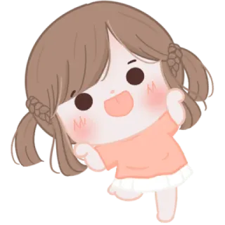 🧸 cute, cartoon, girl, sticker, kawaii, adorable whatsapp sticker
