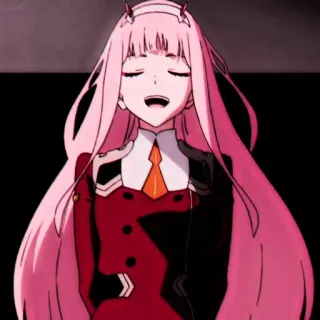 🍝 Zero Two Darling in the Franxx Anime, Zero Two, Darling in the Franxx, Pinke Haare, Hörner, Waifu telegram sticker