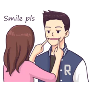 😁 Smile pls sorriso, coppia, cartoni animati, affetto, felice telegram sticker