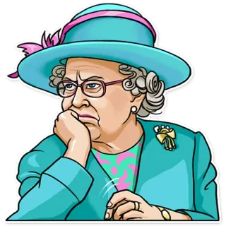 🙄 Queen Elizabeth reina, isabel, familia real, inglaterra, retrato, dibujos animados telegram sticker