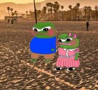 🥰 Pepe the Frog Pepe Żaba, Meme, Żaba, Plaża, Kreskówka telegram sticker