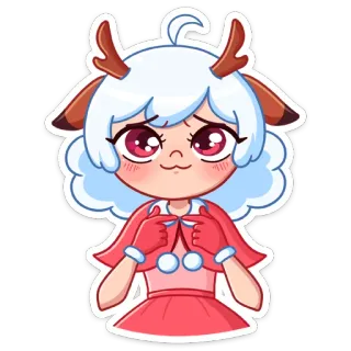 🥺 Аниме, Мультфильм, Милый, Олень, Девушка, Рога, Стеснительный whatsapp sticker