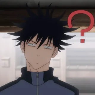 🎭 Megumi Fushiguro Jujutsu Kaisen Anime, Personagem, Ponto de interrogação, Confuso, Megumi Fushiguro, Jujutsu Kaisen telegram sticker