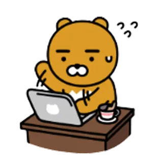 😓 медведь, компьютер, думает, работает, стол, офис, мультфильм whatsapp sticker