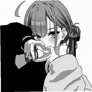 💓 garota anime, mangá, retrato, preto e branco telegram sticker