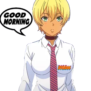 🛏 GOOD MORNING Anime, Ragazza, Mattina, Adesivo, Buongiorno telegram sticker