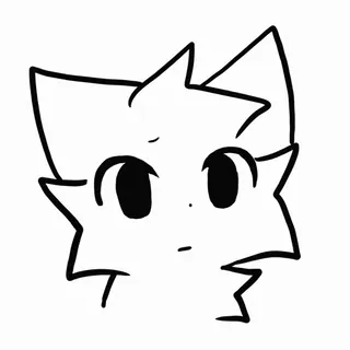 😓 animal, cartoon, fox, sticker, cute, black and white telegram sticker