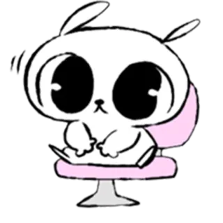 😐 うさぎ, 可愛い, アニメ, 動物, 座る, 椅子 telegram sticker