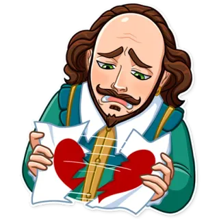💔 William Shakespeare shakespeare, desamor, triste, corazón roto, literatura, dibujos animados telegram sticker