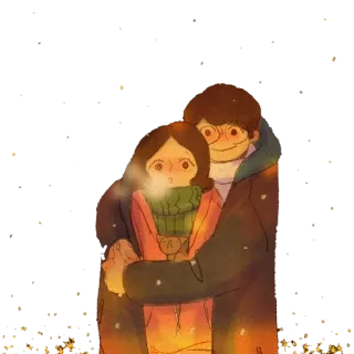🌌 pasangan, cinta, musim dingin, salju, hangat, bersama, kartun telegram sticker