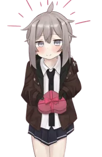 💝 anime, girl, valentines, cute, heart, present telegram sticker