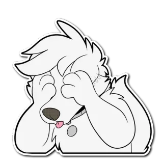 😝 hond, verlegen, schattig, harig, cartoon, wit telegram sticker
