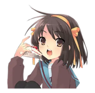 🍰 Haruhi Suzumiya The Melancholy of Haruhi Suzumiya アニメ, 涼宮ハルヒ, マンガ, 可愛い, カワイイ, ケーキ, デザート telegram sticker